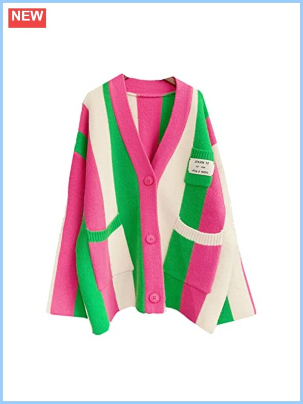 Cable Knit Color Block Boho Striped Sweater Cardigan Loose Open Front